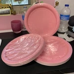 3 Amscan New Pink Round Paper 72 Plates Used. Price: $10.30.