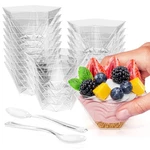 Exquisite Mini Dessert Cups With Spoons 200 Pcs - 4 Oz Pentagon Clear Plastic Pu New. Price: $35.26.