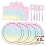 72 Pcs Pastel Paper Plates 7IN Disposable Birthday Dessert Rainbow New. Price: $22.99.