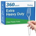 Dealusy 360 Count Extra Heavy Duty Clear Plastic Forks Disposable, Bpa-free, New. Price: $32.52.