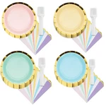 Live It Up! Party Supplies Deluxe Gold Trimmed Pastel Rainbow Scalloped Paper... New. Price: $31.06.