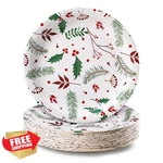Matican Party Paper Plates 9" Christmas Holly Design 50 Pack Dinner New. Price: $20.00.
