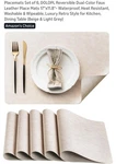Dolopl Reversible Dual-color Faux Leather Placemats-set Of 6-BEIGE/LT.GREY-NEW. Price: $23.00.