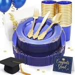175PCS Clear Blue Plastic Plates - Dinnerware Set Include 25DINNER Pl... New. Price: $52.92.
