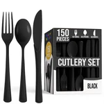 Party Solids Black Plastic Silverware Heavy Duty 150 Pieces Disposable ... New. Price: $36.60.