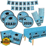 Gatherfun Sky Blue Graduation Dinnerware Set For 25 Plates Cups New. Price: $34.99.