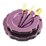 120PCS Clear Purple Plastic Plates Party Disposable Gold New. Price: $59.02.