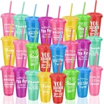 Plastic Tumbler Cups 24 Oz Pieces Reusable Lids Straws Rainbow Kochorie Thank New. Price: $59.99.