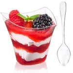 Qeirudu 4 Oz Triangular Mini Dessert Cups With Spoons, 50 Pack Plastic Appetizer New. Price: $20.25.