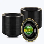 Bucla 120 Pack Disposable Plastic Bowls 12OZ - Black With Gold Trim Part New. Price: $64.18.