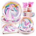 Birthday Party Supplies Set, Disposable Tableware For 24 Guests, Unicorn New. Price: $32.75.