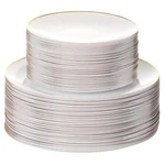 100 Pcs Disposable Plastic White Plates Combo 50 7.5 In. Gold Rim Appetizer... New. Price: $72.27.