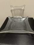Vintage Square Glass Plates Set Of 2 Pointed Corners Waffle Finish Unique Used. Price: $16.50.