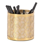 Deco 79 Metal Geometric Pencil Cup With Laser 4" X (pack Of 1), Gold New. Price: $24.19.