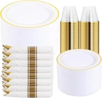 Dayammi 350PCS Gold Plastic Dinnerware Set For Guests, Fancy Disposable Plate New. Price: $69.59.