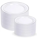 I00000 200 Pcs Silver Plastic Plates - Disposable Party Include New. Price: $77.36.