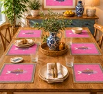 Pink Fish Design Placemats Set Of 6 Handmade Dining Table Coastal Decor New. Price: $84.00.