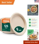Heavy Duty 9-INCH Eco-friendly Paper Plates, 125 Pack Durable & Biodegradable New. Price: $42.29.