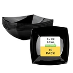 Restaurantware Moderna 64OZ Square Black Plastic Bowls - 10 Disposable Salad New. Price: $62.74.
