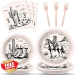 Gisgfim 96PC Western Party Plates Napkins Cowgirl Wild Tableware New. Price: $27.99.