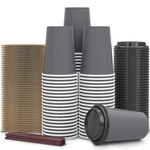 100 Pack - 12 Oz Disposable Coffee Cups To Go With Lids Sleeves And Straws 10... New. Price: $40.17.