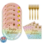 Kfjbpb 48PCS Happy Birthday Plates And Napkins Party Supplies, Colorful G New. Price: $20.00.