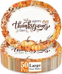 50 Disposable Oval Paper Plates For Thanksgiving - Turkey & Pumpkin Design New. Price: $37.20.