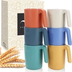Pyrmont Wheat Straw Cups-mug Set Of 6,UNBREAKABLE 16 Oz With Handles, Mix New. Price: $24.64.