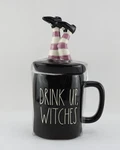New Rae Dunn Drink Up Witches Black Ceramic Mug With Figural Lid Halloween. Price: $17.99.