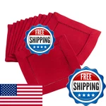 Saro Lifestyle Hemstitched Border Cocktail Napkin Set Of 12 Red 6X6 6301.R6S New. Price: $35.74.