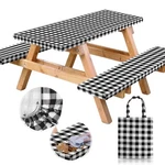 Picnic Table Cover 6FT 72X30 Waterproof Vinyl 4 Pcs Black Checkered Rnoony Bench New. Price: $46.99.