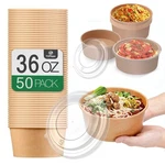 36OZ 50PCS Large Paper Bowls With Lids, Disposable Soup Serving Bulk Pa... New. Price: $47.10.