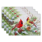 Giwawa Winter Birds Placemats Set Of 4, Christmas Tree 12"X18", New. Price: $19.70.