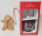 Crofton Holiday Ornament Glass W/ Gingerbread Figurine Candy Cane Decor Used. Price: $11.00.