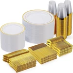 Goodluck 600 Pieces Gold Disposable Plates 100 Guests, Plastic For... New. Price: $82.77.