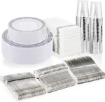 175 Disposable Dinner Set Dining Plate Forks Knives Spoons Cups 25 Person New. Price: $45.00.