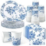 200 Piece Blue And White Flower Disposable Tableware Set Serves 50 Guests Flo... New. Price: $43.27.