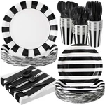 350 Pcs Black And White Party Decorations Include 100 Striped Paper Plates 50... New. Price: $51.13.