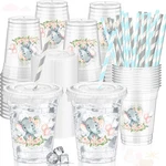 50 Pcs 12 Oz Pink Elephant Plastic Cups, Lids, Straws, Baby Shower, Party Supply New. Price: $24.36.