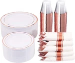 Wellife 350 Pieces Rose Gold Plastic Dinnerware, Guests New. Price: $83.99.