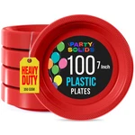 Red Plastic Plates 7" Disposable Heavy Duty Party - 100 Pack New. Price: $30.22.