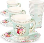 Charming Vintage Floral Tea Cups & Saucers - Disposable 12 Pack For Mother's Day New. Price: $26.99.