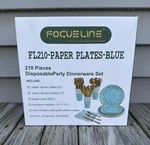 Focusline 210 Piece Disposable Party Dinnerware Set Plates Cups & More Blue New. Price: $49.99.
