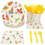 Blue Panda Fiesta Party Tableware Set 144PC Plates Napkins Cups Serves 24 New. Price: $20.70.