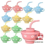 Zhehao Pieces Plastic Tea Cups With Lids And Straws For Kids Party 9 Oz 12 New. Price: $47.50.
