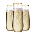 48 Pack Stemless Plastic Champagne Flutes Disposable 9 Oz Gold Rim Clear Plas... New. Price: $52.42.