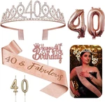 40TH Birthday Decorations For Her - 5PCS Gifts Including Tiara Crown, Sash, New. Price: $15.27.