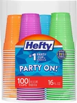 Hefty Party On Disposable Plastic Cups, Assorted, 16 Ounce, 100 Count New. Price: $46.86.