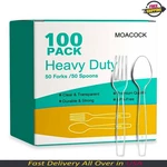 100 Count Plastic Silverware, Heavy Weight Forks Spoons Disposable Utens New. Price: $13.99.