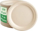 Vplus 150 Pack Paper Plates 9 Inch 100% Compostable, Heavy-duty Disposable New. Price: $37.99.